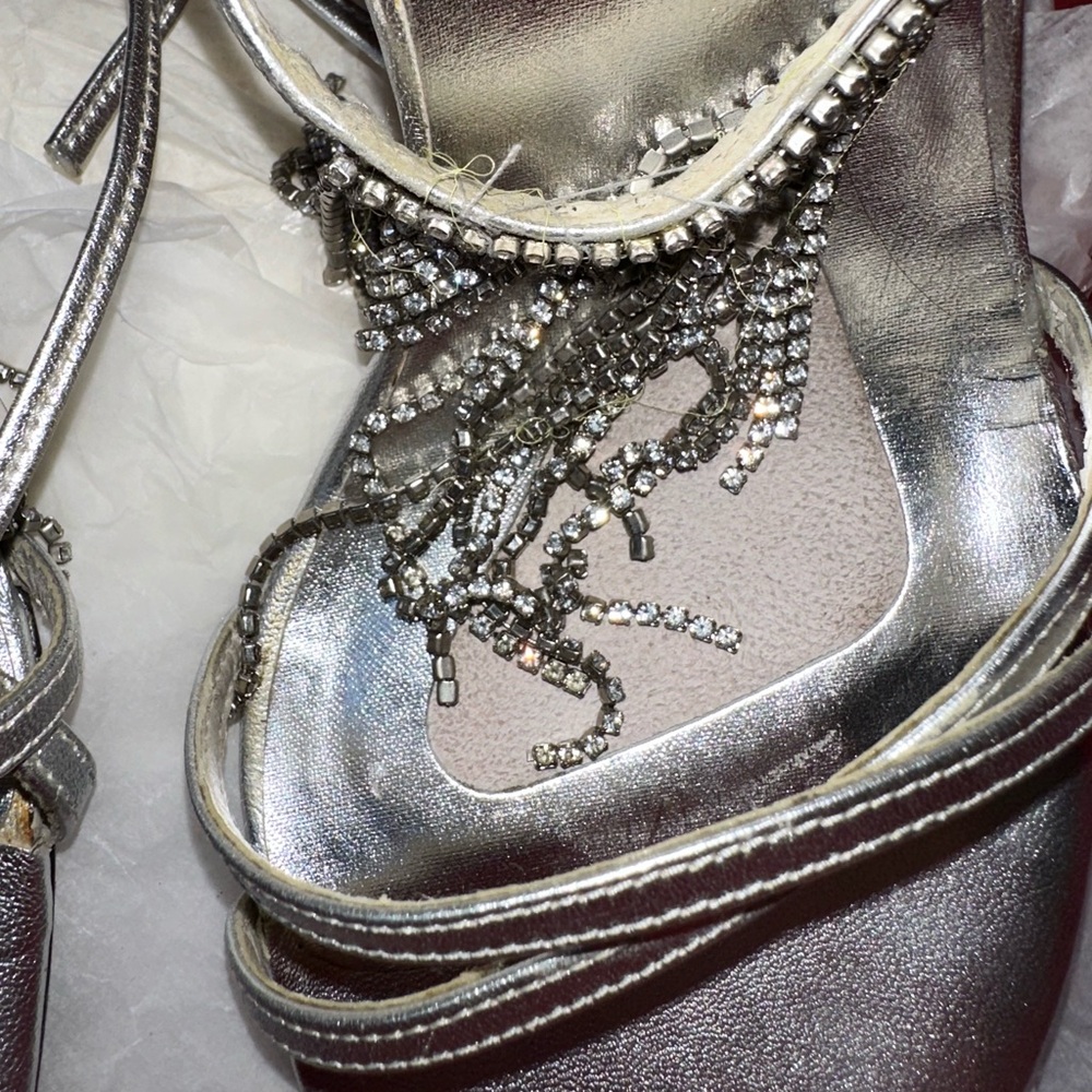 Stuart Weitzman Silver Rhinestone Heels - Picture 2 of 10